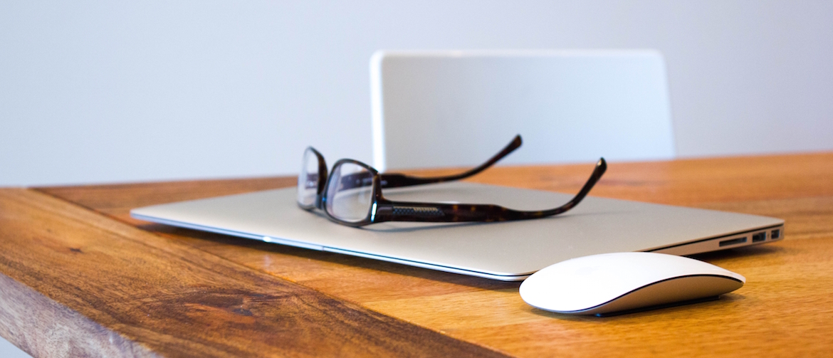 glasses on laptop